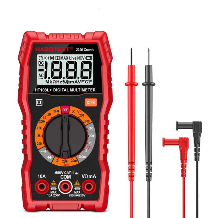 HABOTEST HT108L 600V 10A Multimetro digitale LCD Tester di corrente multitester per diodi di tensione CC Frequenza, HT108L HABOTEST HT108L 600V 10A Multimetro digitale LCD Tester di corrente multitester per diodi di tensione CC Frequenza, HT108L